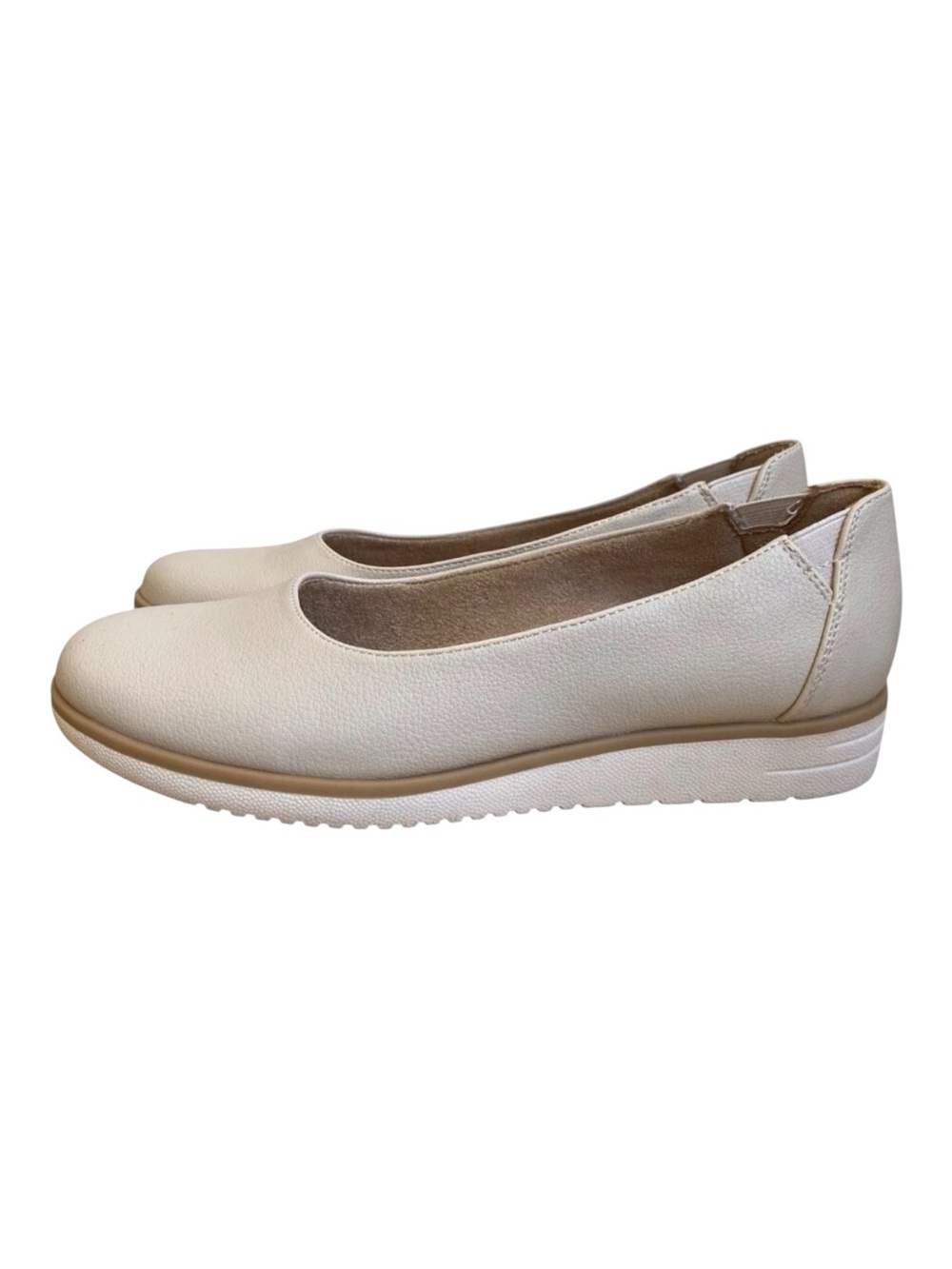 Womens Soul Naturalizer Slip-On Flats ecru Beige Comfort Shoes Size 5 vegan leat